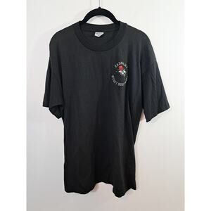 Stedman Super 50 Vintage Black Embroidered Tee XL Military Plane 90's